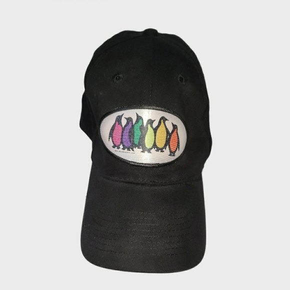 Black Baseball Hat "Penguins" Colorful Graphic Cotton Adult Adjustable One Size - Picture 5 of 5